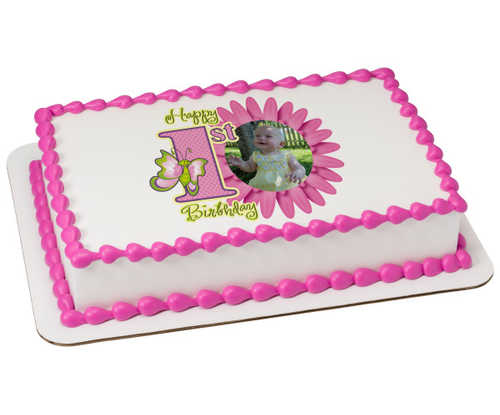 First Birthday Butterfly PhotoCake® Edible Image® Frame