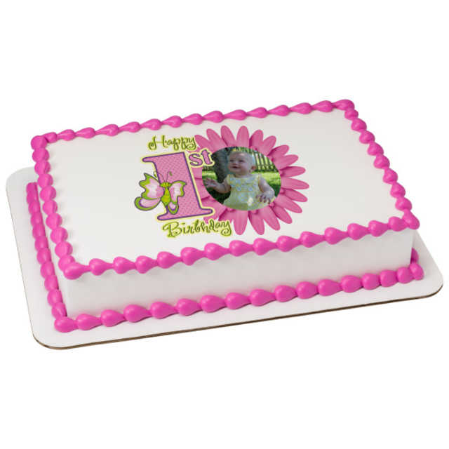 First Birthday Butterfly PhotoCake® Edible Image® Frame