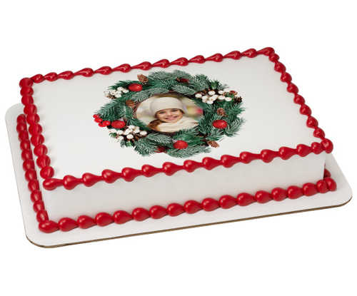 Holiday Wreath PhotoCake® Edible Image® Frame