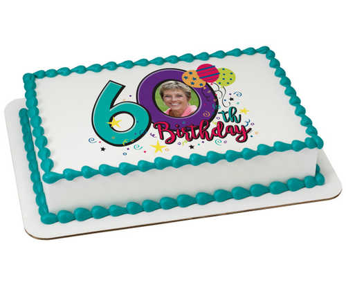 Happy 60th Birthday PhotoCake® Edible Image® Frame