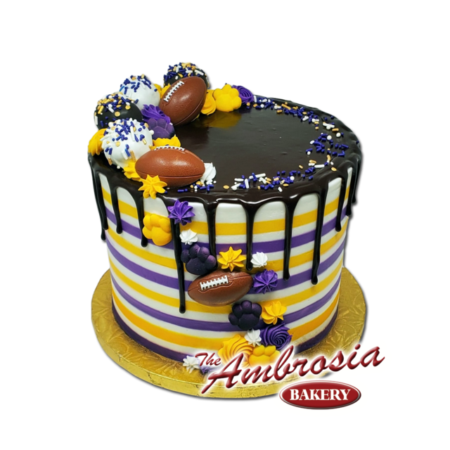 Tiger Stripes Triple Layer Cake with Chocolate Pour and Cake Balls!