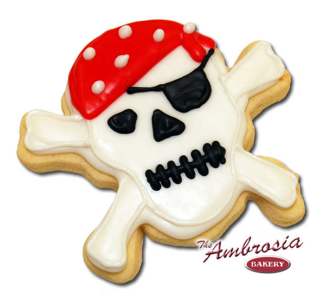 Decorated Pirate Skull Cut-Out Cookie