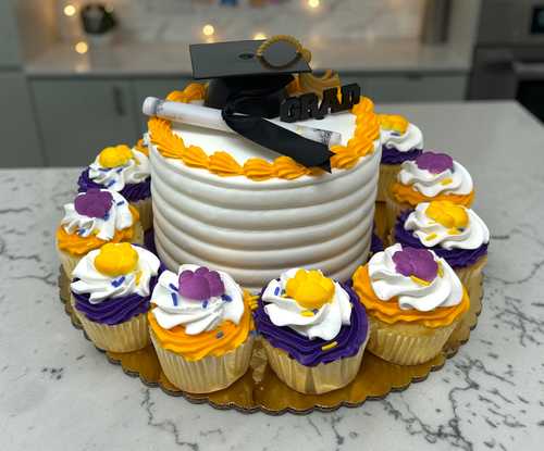 Graduation Celebration Cake & Cupcakes (Dozen)
