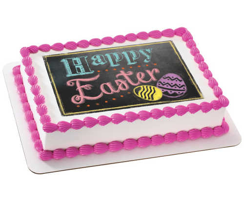 Happy Easter Bright Chalkboard PhotoCake® Edible Image®