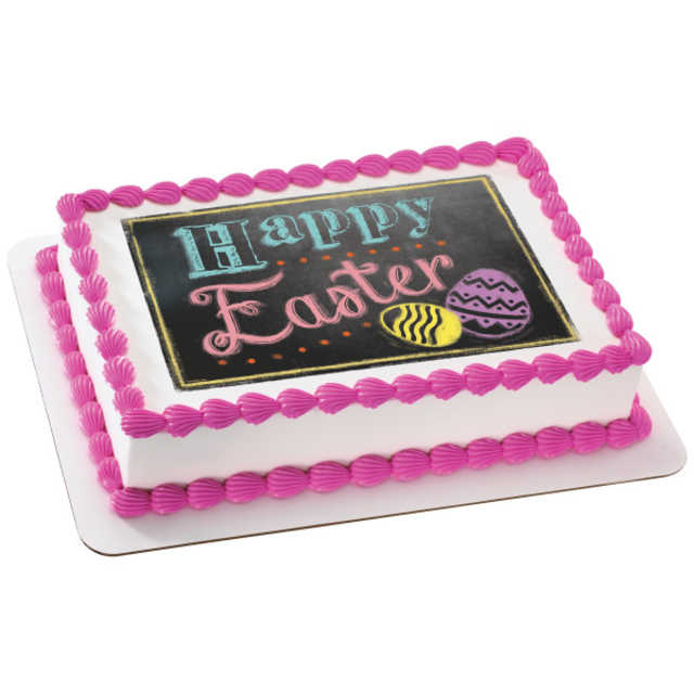 Happy Easter Bright Chalkboard PhotoCake® Edible Image®