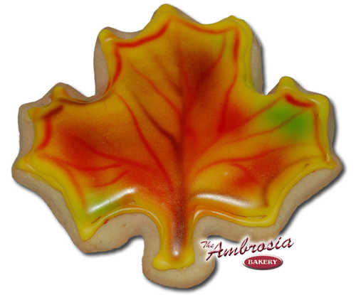 Decorated Fall Leaf Cut-Out Cookie