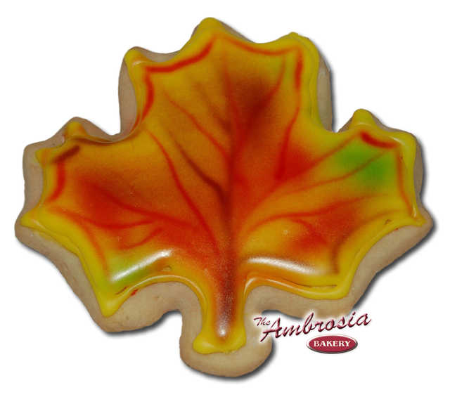 Decorated Fall Leaf Cut-Out Cookie