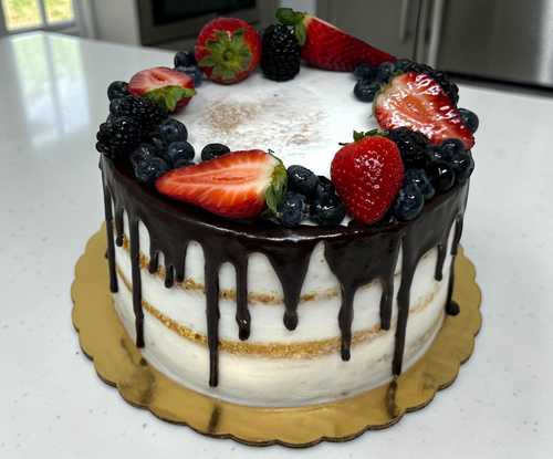 Naked Fresh Berry Chocolate Drip Cake