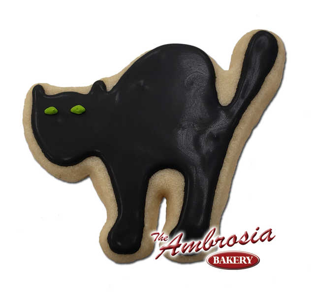 Decorated Black Cat Decorated Cut-Out Cookie