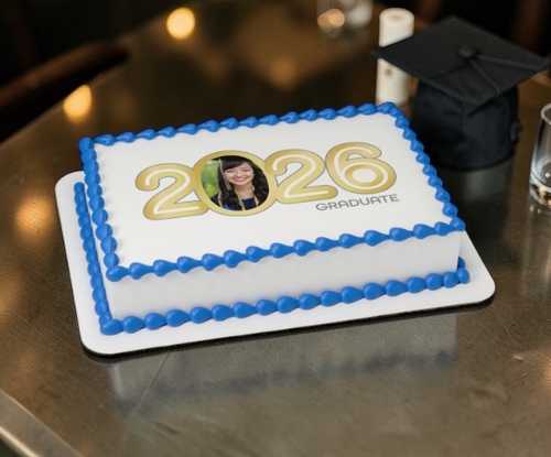 Gold 2026 Graduate PhotoCake® Edible Image® Frame Cake