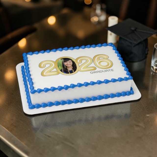 Gold 2026 Graduate PhotoCake® Edible Image® Frame Cake