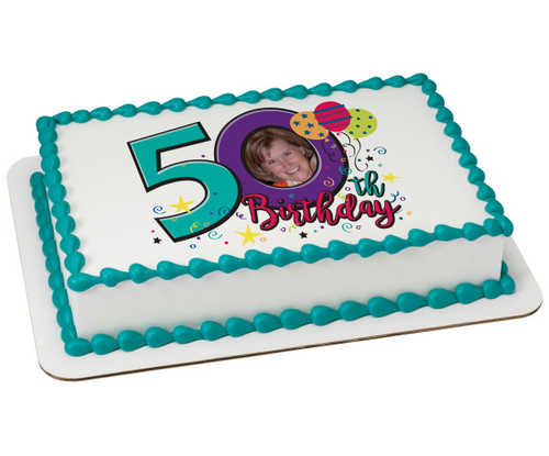 Happy 50th Birthday PhotoCake® Edible Image® Frame