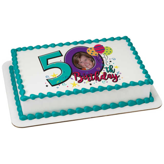 Happy 50th Birthday PhotoCake® Edible Image® Frame