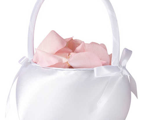 Flower Basket - White Satin