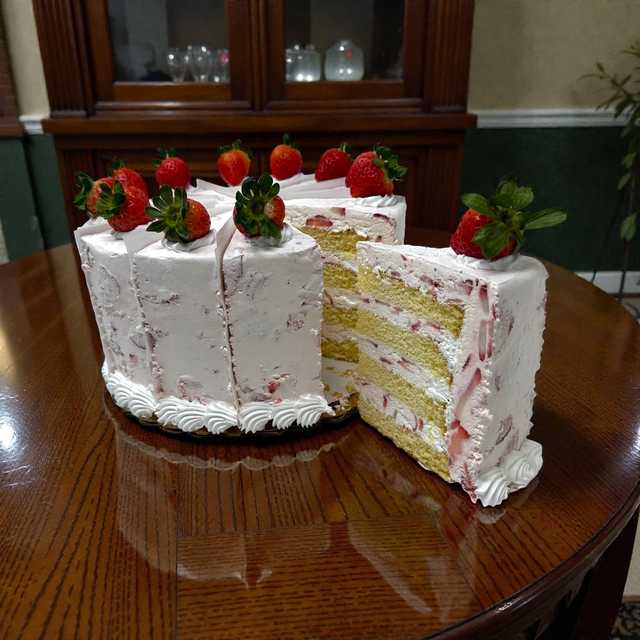 Pre-Sliced Fresh Strawberry Cake