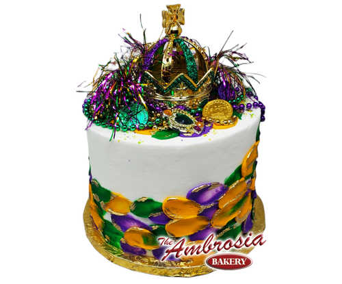 Mardi Gras Triple Layer Cake with Crown!
