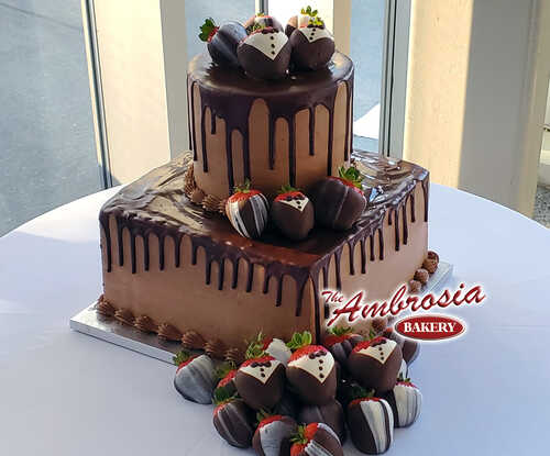 2 Tier 10" Square and 6" Round Grooms Cake