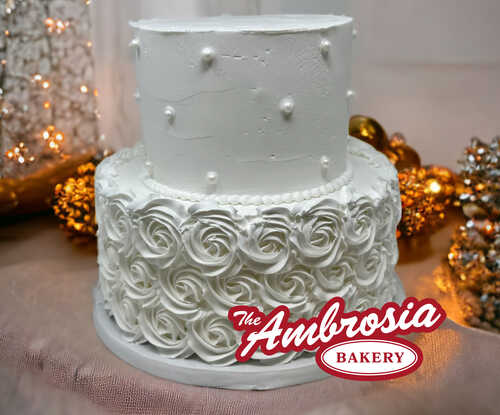 Buttercream Rosettes and Pearls Wedding / Anniversary Cake