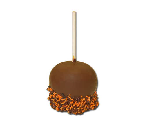 Caramel Apple with Chocolate and Halloween Sprinkles