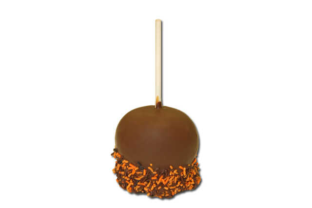 Caramel Apple with Chocolate and Halloween Sprinkles